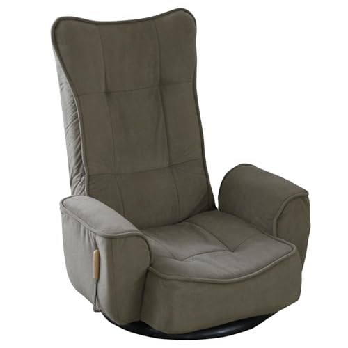 DORIS ドリス 回転座椅子 リクライニング レバー式 無段階 ポケットコイル入り 肘掛け ファブリック ブラウン ルイス【18639】