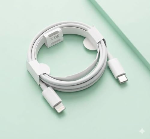 Image of 20W Type C to Lightning Cable - Power Delivery Charging Cord for iPhone, iPad & AirPods, High-Speed Data Sync, Durable USB C to Lightning Cable, White (1 Meter) , Fast Charging Cable for iphones