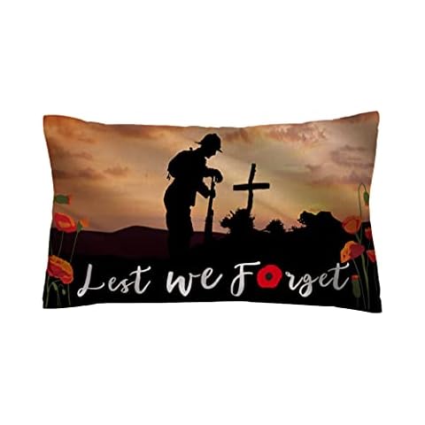 Remembrance Day Cushion Covers Poppy Hug Pillow Cases Lest We Forget Keepsakes Military Army Soldiers Memorial Pillow Covers 12x20'' 18x18'' Red Flowers Printing Linen Decors (Type 1) Cover