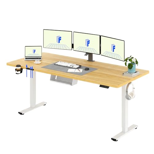 Migliori scrivanie regolabili in altezza FLEXISPOT Scrivania Regolabile in Altezza 200 * 80 cm, Tastiera con Memoria, Con Gancio, Standing Desk Scrivania Motorizzata