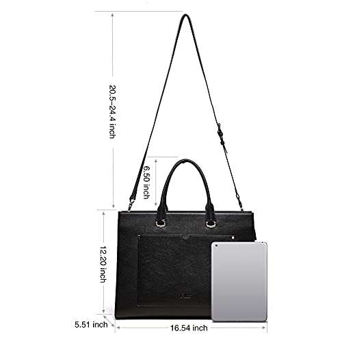 Cluci Leather Briefcase For Women Laptop 15.6 Inch Professional Business Work Ladies Computer Handbag Shoulder Bag Black #TOP3