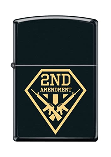 Encendedor Zippo Negro Mate 2nd Amendment Shield Rifles miniatura 1