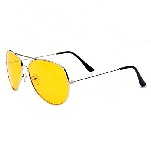 Nachtfahrbrille gelbe Gläser Vintage Metallrahmen Ultraleicht mit UV Schutz Sonnenbrille Pilot Nachtsicht
