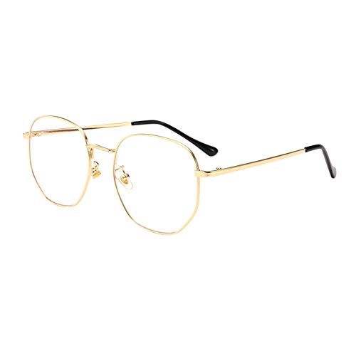 Metall Rahmen Eyewear - Blue Light Filter Anti Fatigue Gläser Computer Phones Leser Brille Retro Stil Männer Women Goggle (Gold)
