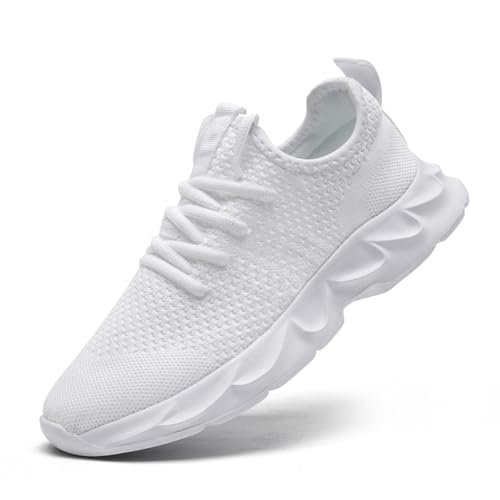 Image of Mens Running Shoes Slip On Walking Sneakers Slip Resistant Athletic Sports Mesh Workout Casual Sports Shoes Ultra Lightweight Breathable White US 11