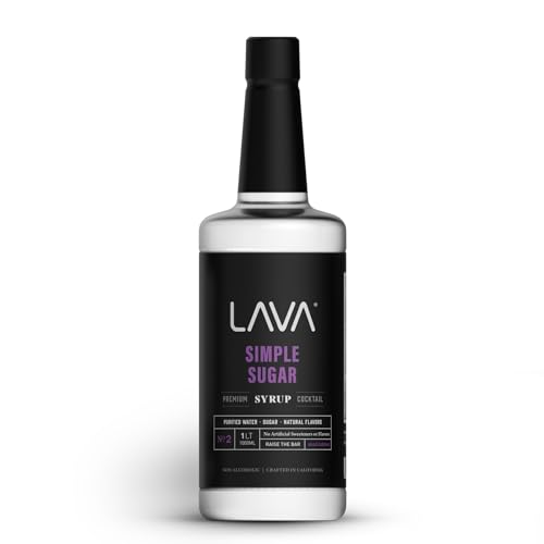 LAVA Premium Simple Syrup, 33.8oz (1-Liter) Made with 100% Sugar,