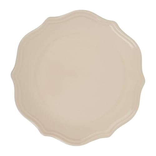 GENEVIEVE LETHU 536319 Assiette Plate en Faïence Crème Ø 27 cm - Collection Table de Diane - Assiette en faïence au Charme Classique, délicatement festonnée