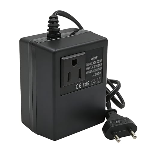 Convertidor De Voltaje,200W AC 220V A 110V TransformadorZ Reductor,Transformador De Voltaje,Transformador De Potencia Para Carga De Teléfonos Móviles,Ventiladores,Pequeños,Luces Navideñas,Afeitadoras