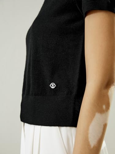 LilySilk 100% Cashmere Sweater Top Women Short Sleeves & Round Neck Lightweight Base Layer for Spring Summer3