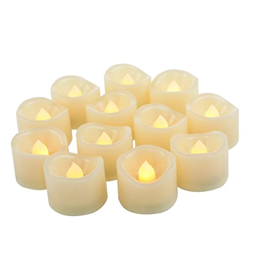 CANDLE CHOICE Battery Operated Flameless Tea Lights with Timer Realistic Flickering Electric LED Tealight Candles Set Wedding Party Christmas Decorations Table Centerpieces Batteries Included 12 Pack