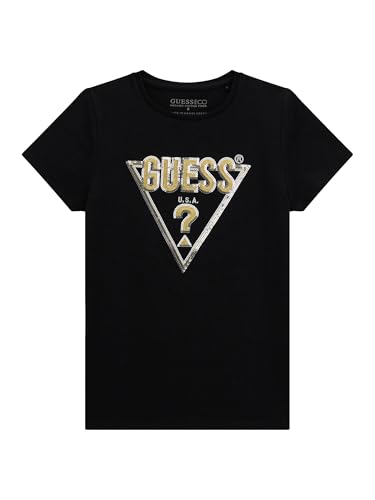 GUESS Girls' Short Sleeve Sequin Logo T-Shirt