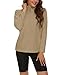 MAGCOMSEN Women's Long-sleeve Sweatshirt Soft Quarter Zipper up Pullover Workout Winter Jacket Fashion Tops, Khaki, S