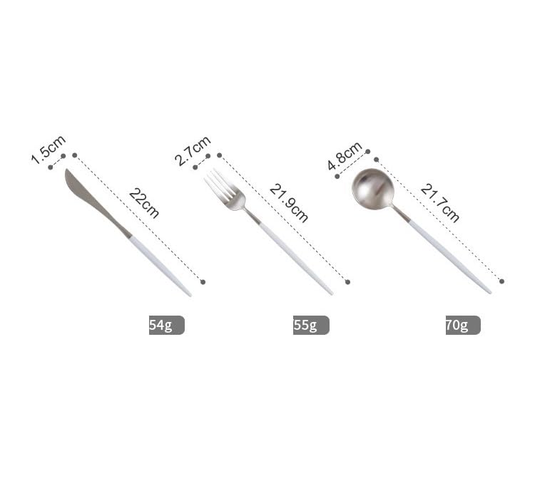 ONUIFIKE Silverware Set, 3/12/18/24/30/36 Pcs Portugal White And Silver 304 Stainless Steel Household Steak Knife, Fork And Spoon Set, Home Cutlery Flatware Set(36 Piece set for 12)