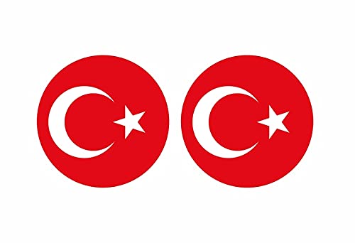 Akachafactory 2X Autocollant Sticker Rond cocarde Drapeau Turquie turcque