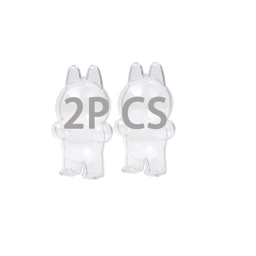 Buwesru 2PCS Intended for Labubu case,Clear Figure Display Bag with Keychain for Doll,Plastic Protective Cover(Doll Excluded, 2PCS Style Standing)