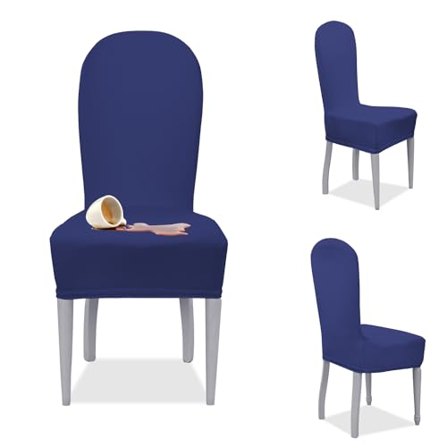 Banzaii - Housse de Chaise Anti-Taches – Housse de Chaise avec Dossier Rond - 4 pièces Bleu, Fabriqué en Italie