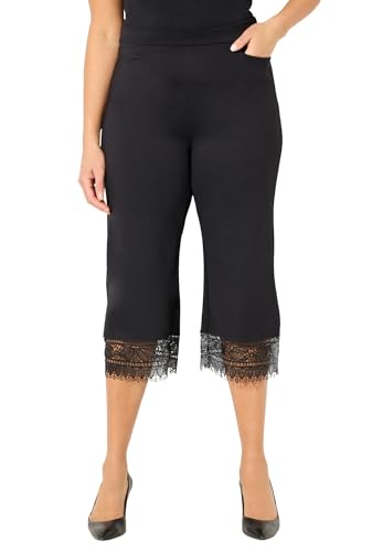 Catherines Women's Plus Size Ponte Knit Lace Capri
