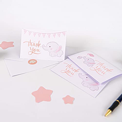 Baby Shower Thank You Cards With Envelopes For Girl. 50 Elephant Pink Thank You Cards Baby Shower With Envelopes For Baby Thank You Notes - Blank Inside Baby Shower Card Pack With Sealing Stickers… #TOP4
