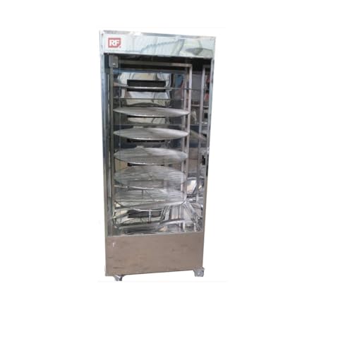 RF Assadores Assador Giratório de Frangos e Carnes, Inox, 8 Grelhas, 170x70x85cm, Capacidade 160kg/64 Frangos, 5 Queimadores Infravermelho