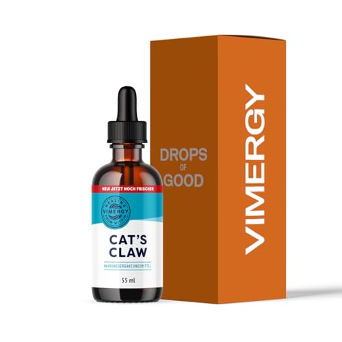 Vimergy Katzenkralle – Katzenkralle Flüssig – Flüssiges Katzenkralle Glycerin – Nahrungsergänzungsmittel Vegan – Ohne Zucker, Bindemittel, Gentechnik und Gluten (55 ml)