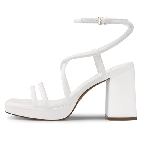Image of CELLENZ Women Chunky Platform Heels: 3.9 Inch High Heel Prom, Wedding, Party, Square Open Toe Heeled Sandals, Strappy Comfortable Sexy Dressy Heels