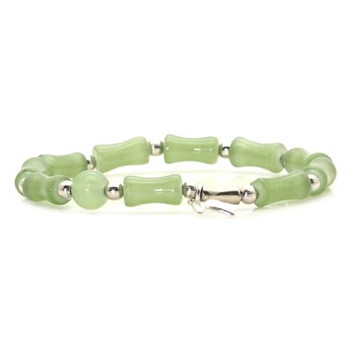 Fashion Faux Jade Beads Bracelet Leaf Charm Glass Link Bracelet
