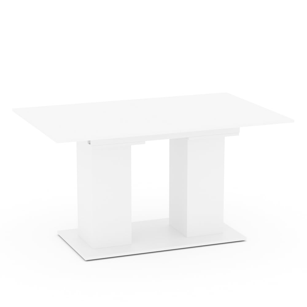 Vicco Tavolo da pranzo allungabile Dix, Bianco, 140-180 x 90 cm | con piano ribaltabile e struttura estensibile