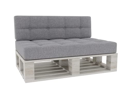 Coussin pour Palette Coussin d'assise Dossier piqué PFG (Set (Coussin d'assise 120x80 +Dossier 120x40), Gris) Cover