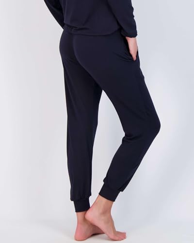 Image of Real Essentials 2 Pack: Women's Soft Long Sleeve Sleep Set - Comfortable Lounge Pull Over Hoodie and Henley Jogger