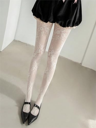 Image of SHENHE Women's Patterned Fishnet Tights High Waist Pantyhose Floral Stockings