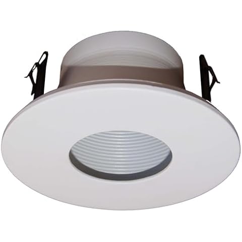 4 Inches Line Voltage Pinhole Baffle, Metal Can Light Trim, Step Baffle with Ring, Fit Halo/Juno Remodel Recessed Housing, 4 Inch Light Trim for A19, PAR16, PAR20, R20, White (1) Cover