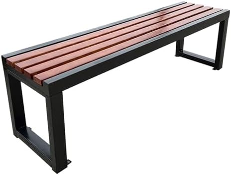 Genérico Banco de jardín Exterior de Metal con Respaldo, para 2 o 3 Personas, para Patio, Porche, césped, balcón, con Asiento de Listones de Madera Maciza y Estructura galvanizada, Muebles de exterio