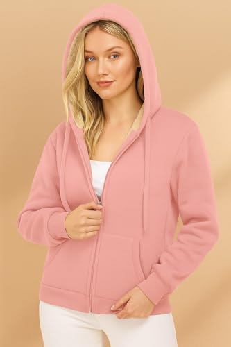 Image of ADBUCKS Hoodies for Women Winter Fleece Sweatshirt - Full Zip Up Thick Soft Fur Lined Hooded Jacket Coat