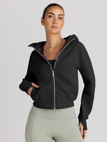 Image of Trendy Queen Womens Zip Up Hoodies Cropped Jackets Fall Clothes 2026