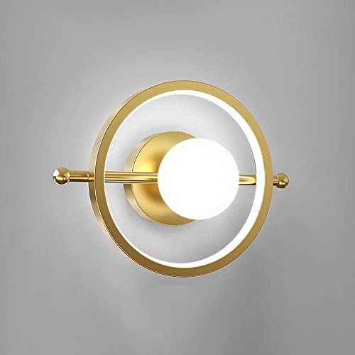 Aplique de pared interior LED dorado con pantalla redonda para salón y lámparas de cabecera