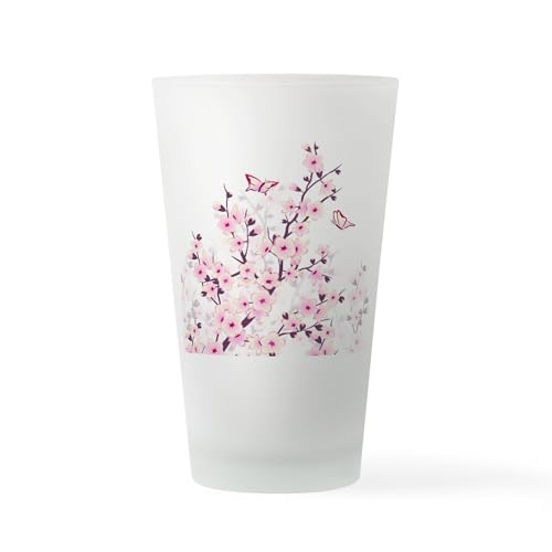 CafePress Cherry Blossoms And Butterflies Pint Glass, 16 oz. Drinking Glass