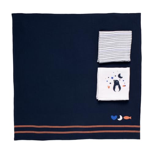 Langes 70x70cm en coton bio par 3 pour la toilette de bébé