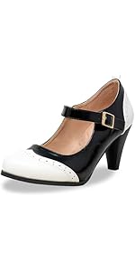 Amazon.com | Chase & Chloe Mary Jane Oxford Pumps - Cute Low