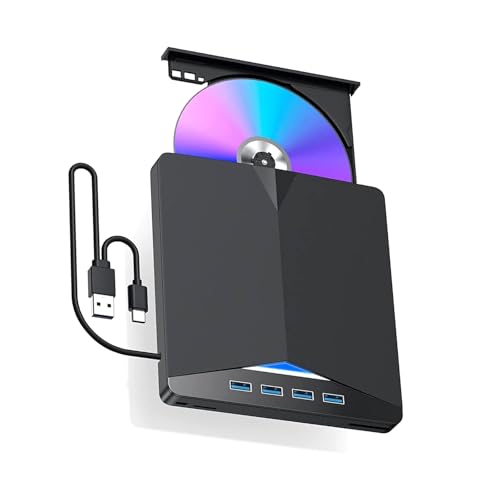 Lecteur CD DVD externe graveur USB 3.0 avec hub 7 en 1 pour PC portable