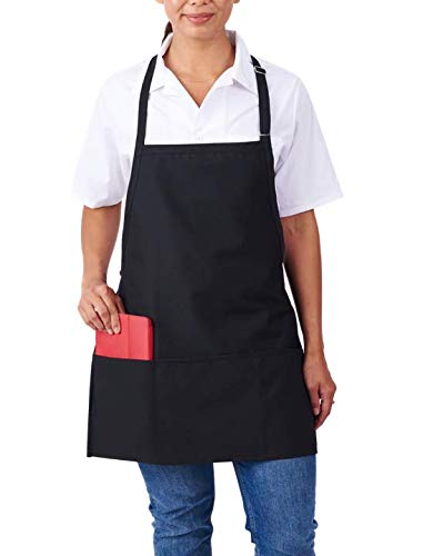 HILITE Adjustable Neck Three Pockets Bib Apron Wrinkle Resistant Unisex - 833P3A