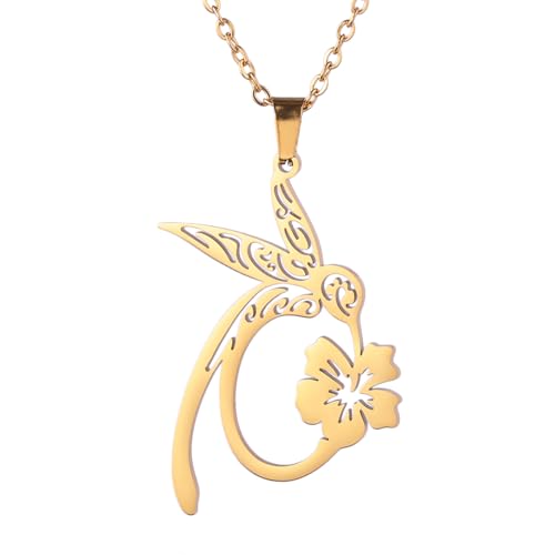 Collier délicat en forme de colibri pendentif délicat en forme d'oiseau bijoux porte-bonheur en forme d'animal creux pour femme