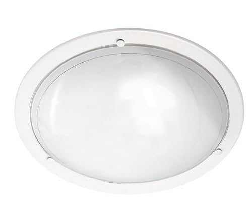 LED Universum Deckenleuchte Wandleuchte weiß rund Ø38cm aus Glas satiniert und Metall mit 2x E27 Fassung für Glühbirne oder LED-Leuchtmittel | Deckenlampe Wohnzimmer Schlafzimmer Küche Flur