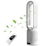 Solace Tower Fan for Bedroom, 20 Inch Bladeless Fan, 80° Oscillating with Remote, 8 Speeds, 2H Timer, Quiet Desk Cooling Standing Floor Fans Indoor Home Office Room