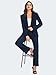 Casly Lamiit 2 Piece Pant Suits for Women Dressy Casual Collarless Blazer Jacket Business Formal Outfits Fall Matching Work Wedding Clothing Set Navy Blue XL