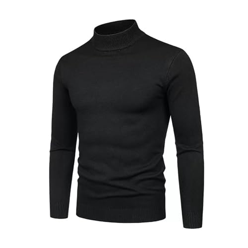 Jersey con cuello alto para hombre, jersey de punto de algodón para hombre, jersey de punto fino con puños acanalados, camiseta de manga larga, jersey de forro polar suave, cuello alto, jersey térmico