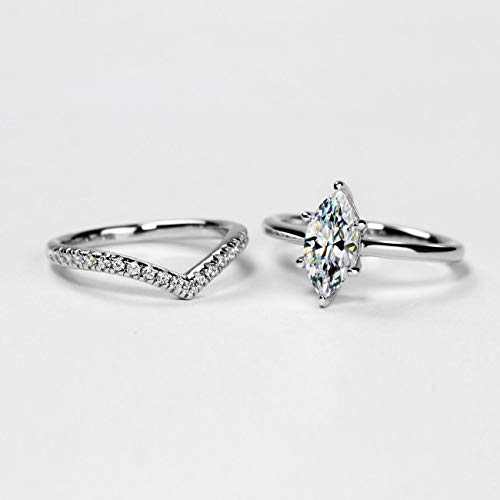 Michooyel S925 1.5ct Marquise Cut 2in1 Engagement Rings For Women Wedding Bands Ring Bridal Set Sterling Silver Promise Ring For Women3