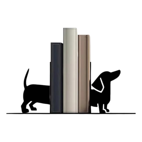 Evite caídas de libros con el sujetalibros de perro de metal para estantes 2