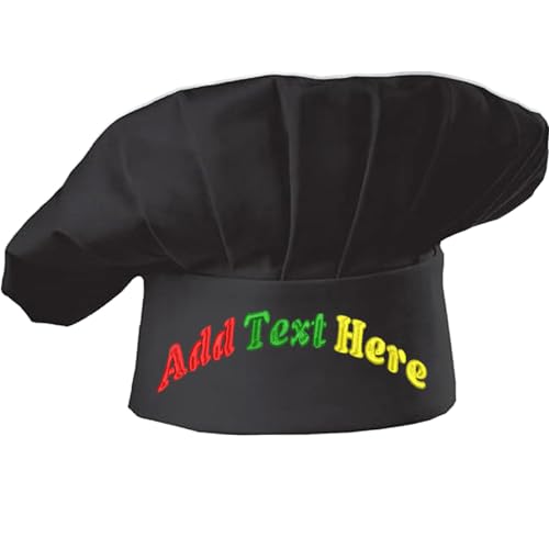 haoduanduan Gorro de chef personalizado bordado con nombre, logotipo, color de fuente, hermoso regalo para mujeres, hombres y adultos, gorra de cocina, Negro, S-XXL