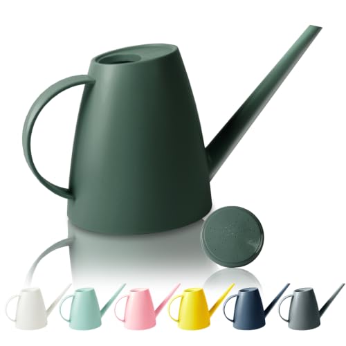Watering Can for Indoor Outdoor Plants, Modern Small Watering Cans with Removable Nozzle, Long Spout Watering Can for Indoor Bonsai Plants Garden Flowers 1/2 Gallon 1.8L 60OZ (Dark Green)