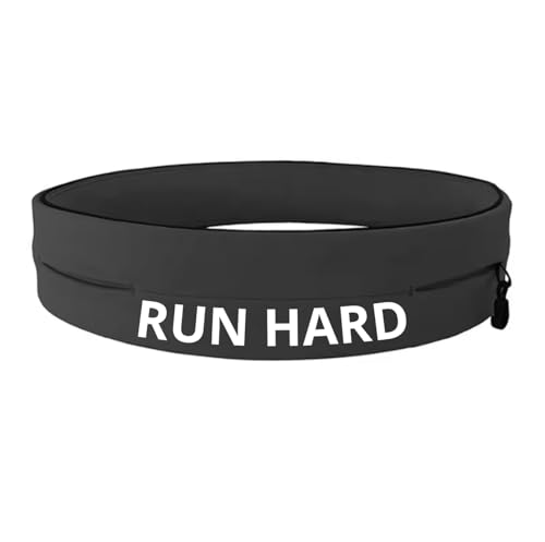 VIKZON®. Riñonera Running- Cinturón Running Unisex con Porta Móvil, Ideal para Running, Trail y Gimnasio - Ligero y Cómodo. (Negro, L)